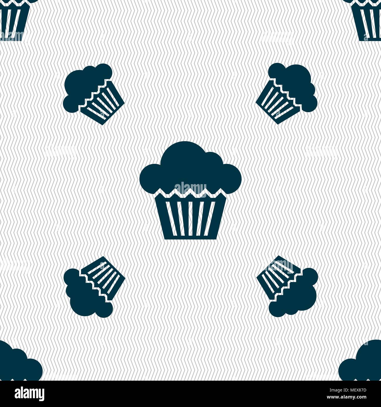 cake icon sign. Seamless pattern with geometric texture. Vector illustration Stock Vector