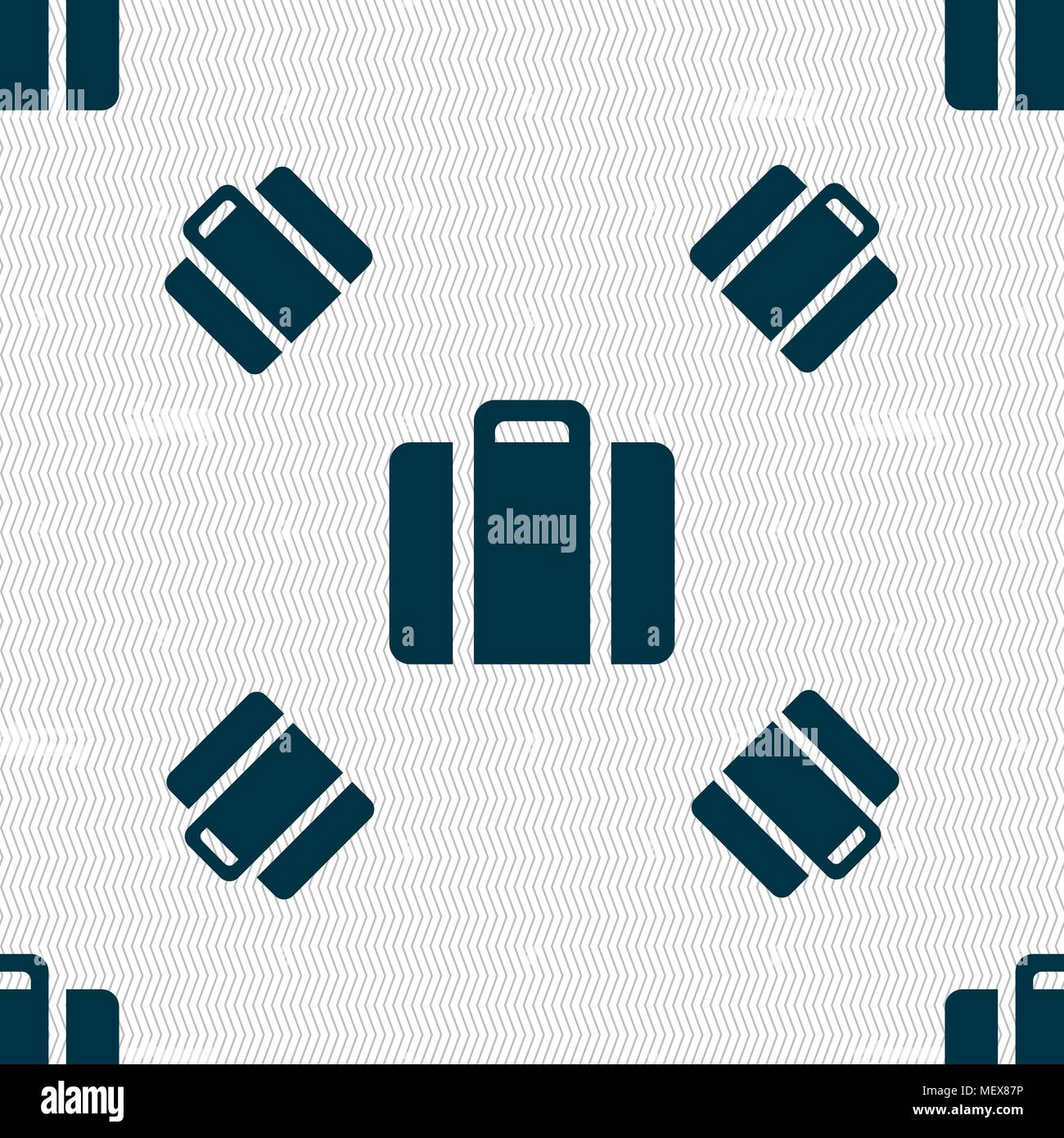 suitcase icon sign. Seamless pattern with geometric texture. Vector illustration Stock Vector