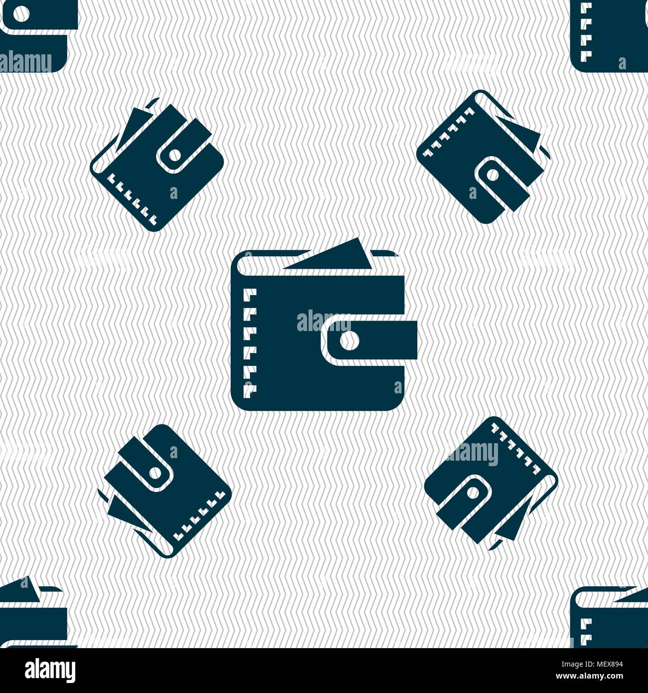 Purse  icon sign. Seamless pattern with geometric texture. Vector illustration Stock Vector