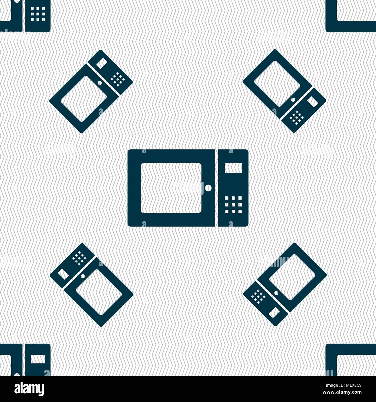 microwave icon sign. Seamless pattern with geometric texture. Vector illustration Stock Vector