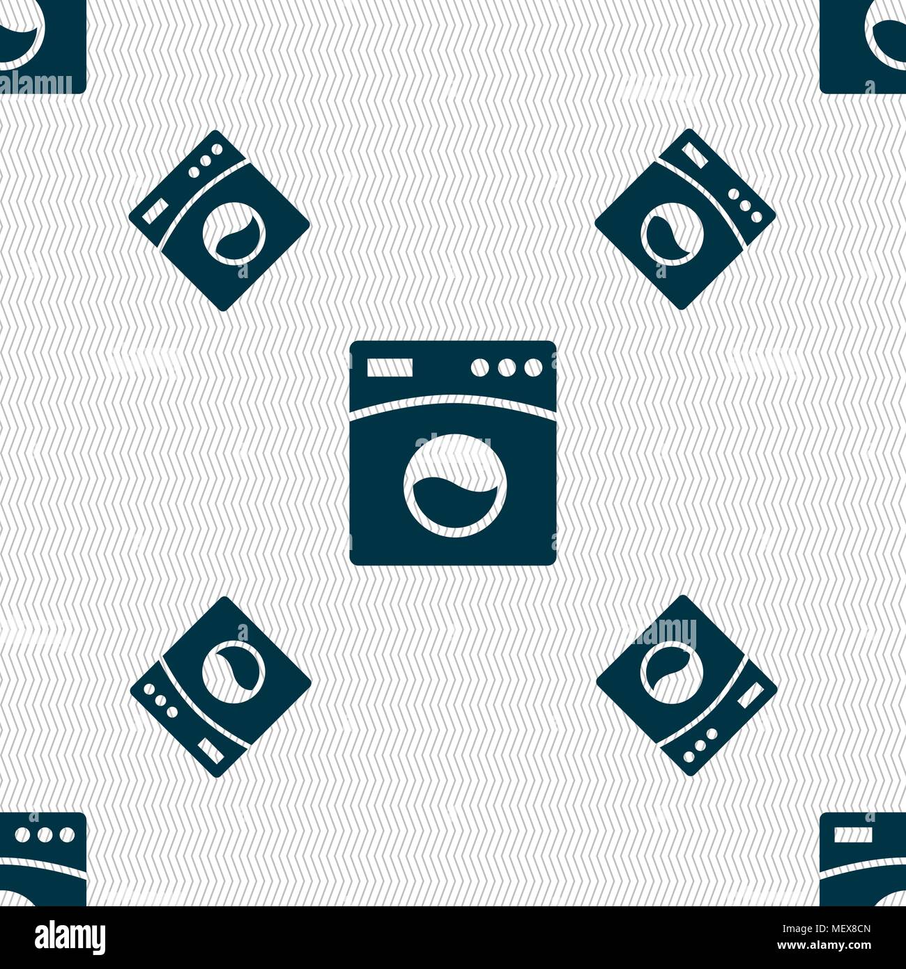 Washing machine icon sign. Seamless pattern with geometric texture. Vector illustration Stock Vector