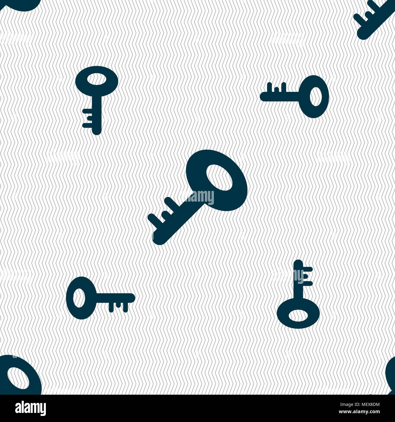 Key icon sign. Seamless pattern with geometric texture. Vector illustration Stock Vector