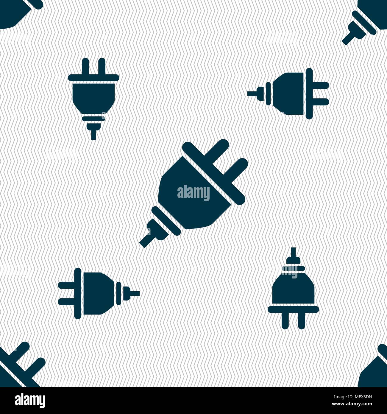 plug icon sign. Seamless pattern with geometric texture. Vector illustration Stock Vector