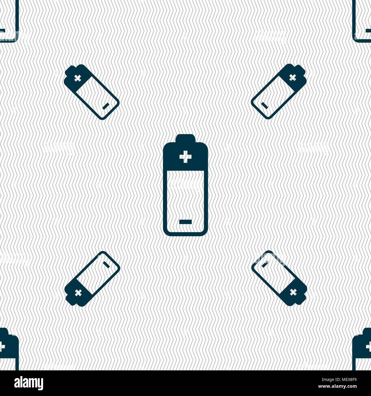 battery icon sign. Seamless pattern with geometric texture. Vector illustration Stock Vector