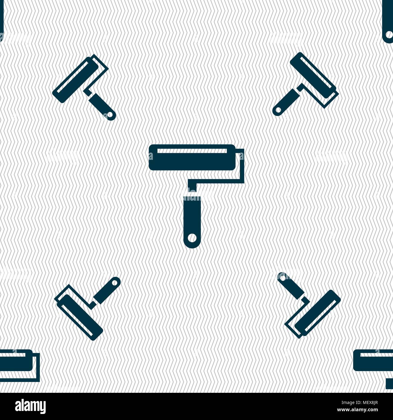 Paint roller icon sign. Seamless pattern with geometric texture. Vector illustration Stock Vector