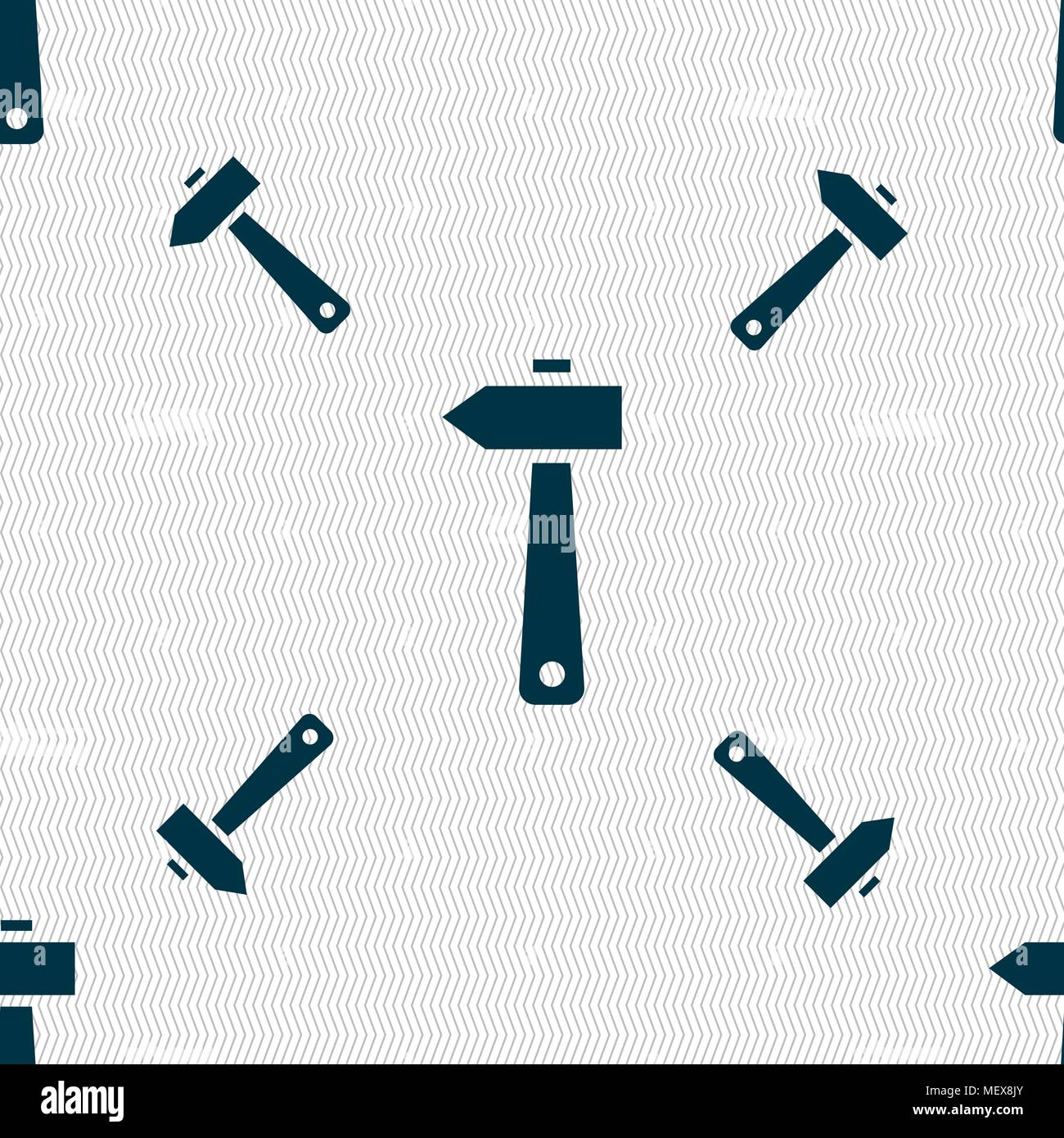 hammer icon sign. Seamless pattern with geometric texture. Vector illustration Stock Vector