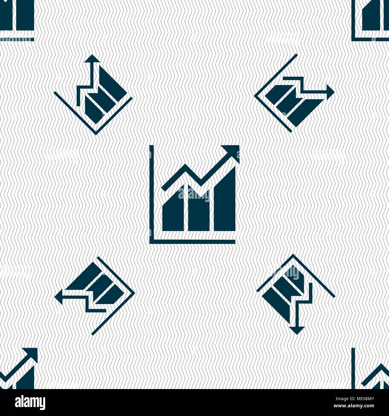 Growing bar chart icon sign. Seamless pattern with geometric texture. Vector illustration Stock Vector