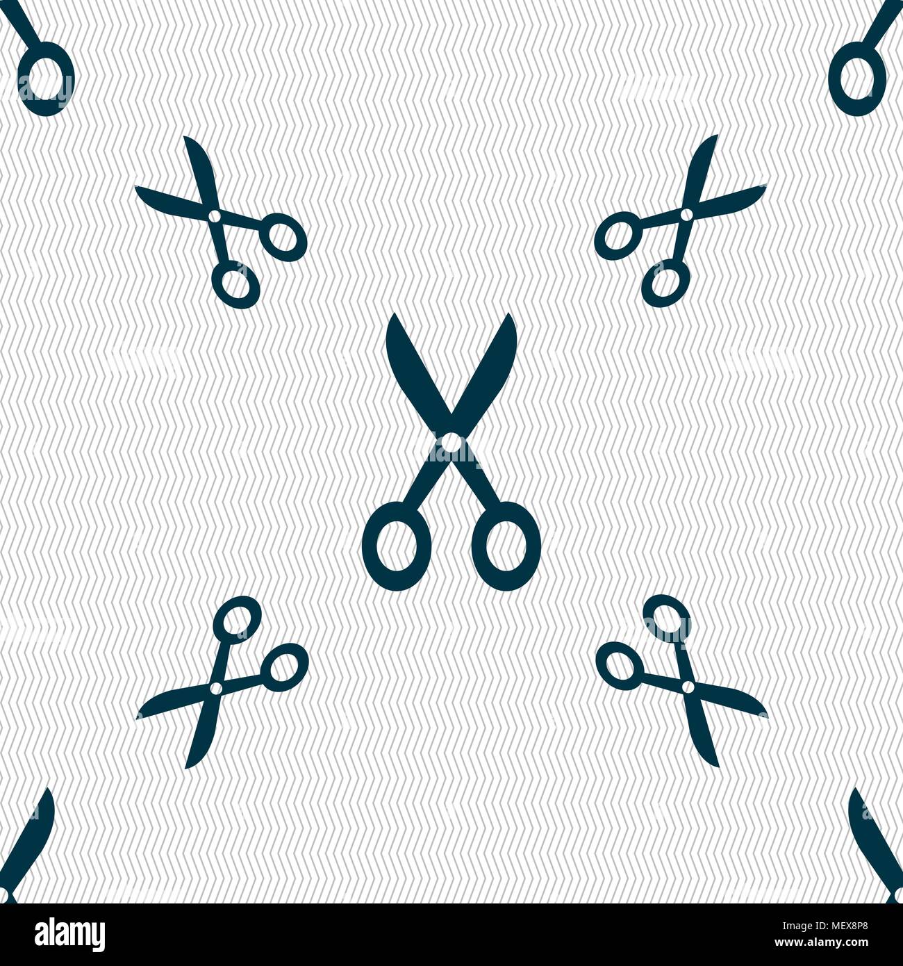 Scissors icon sign. Seamless pattern with geometric texture. Vector illustration Stock Vector