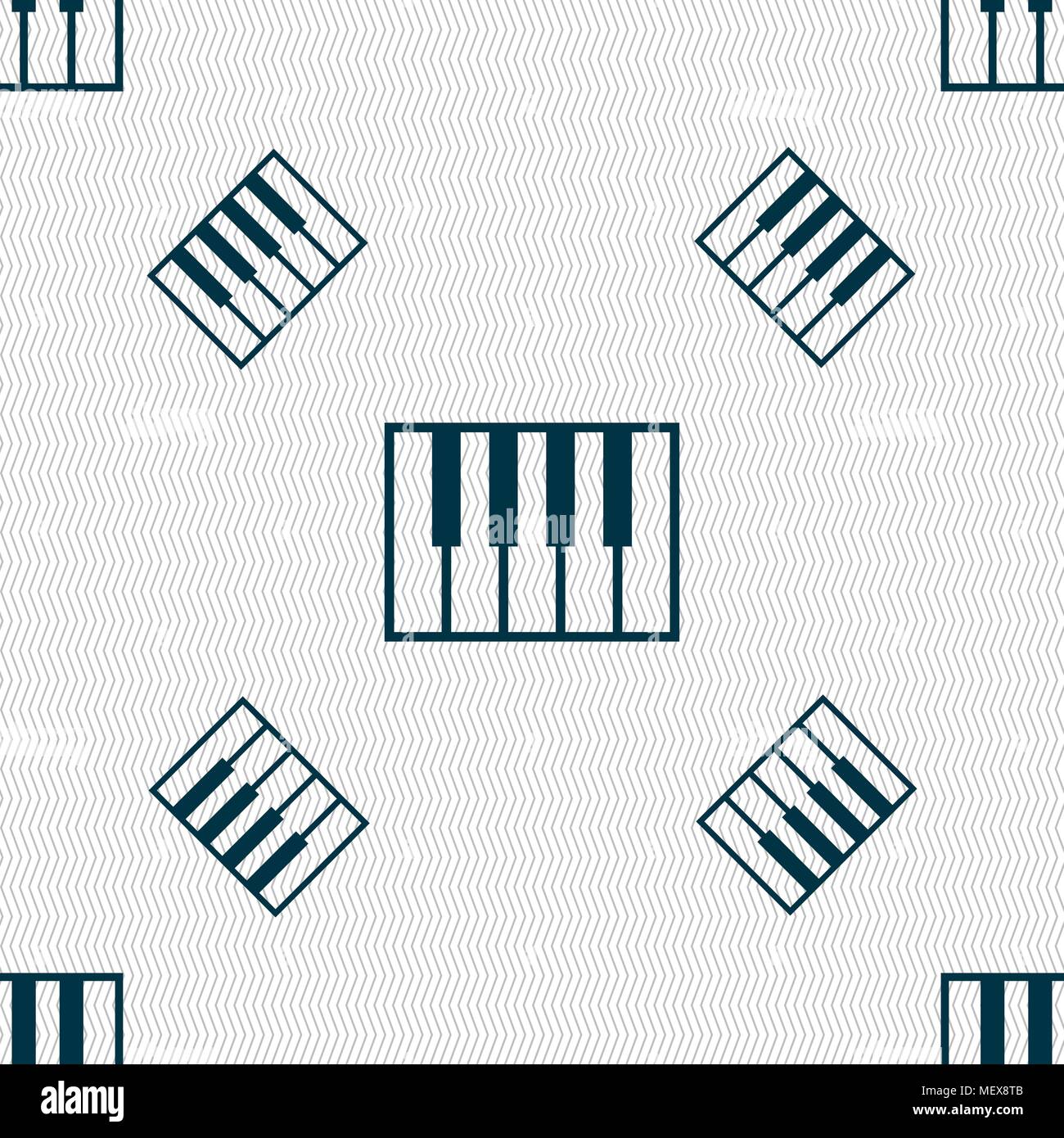 piano key icon sign. Seamless pattern with geometric texture. Vector illustration Stock Vector