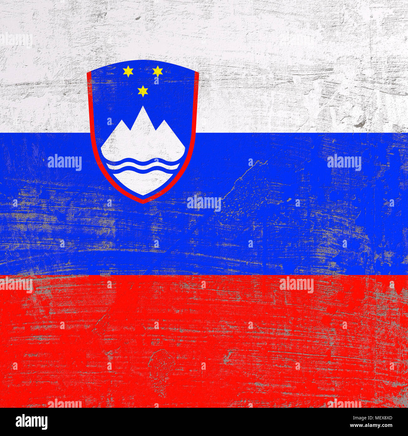 3d rendering of Slovenia flag in a scratched surface Stock Photo - Alamy