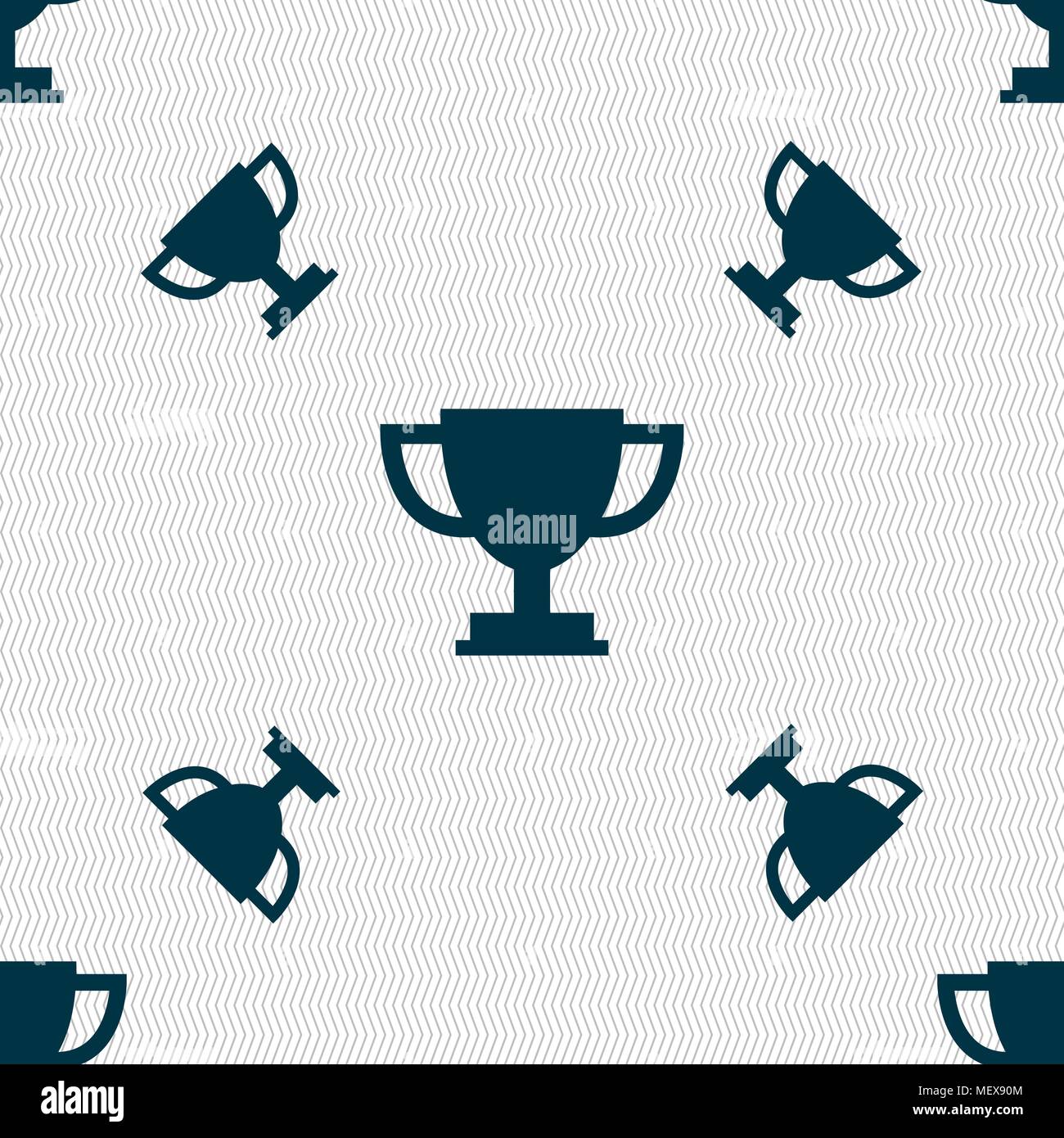 Trophy Cup icon sign. Seamless pattern with geometric texture. Vector illustration Stock Vector