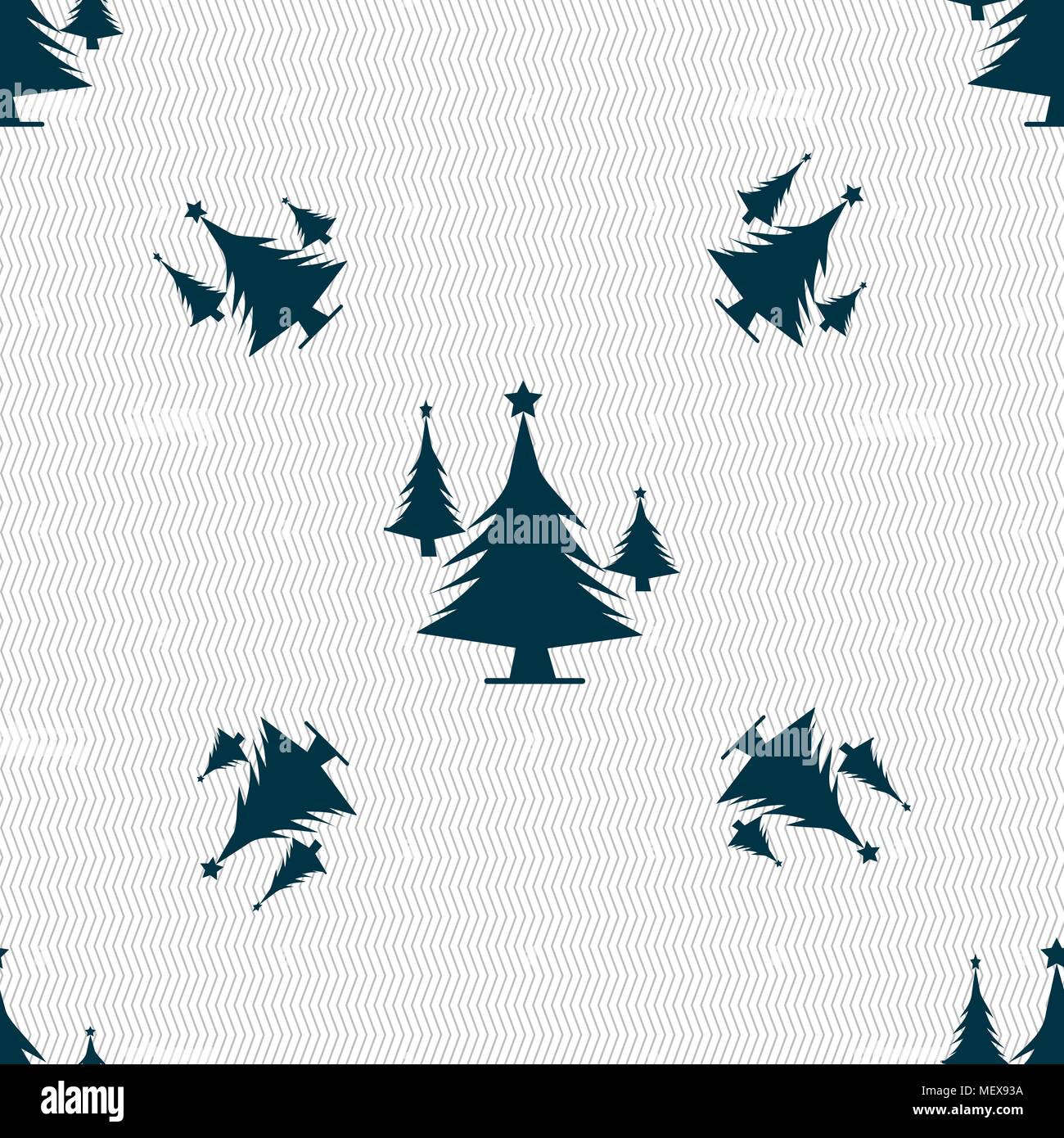 coniferous forest, tree, fir-tree icon sign. Seamless pattern with ...