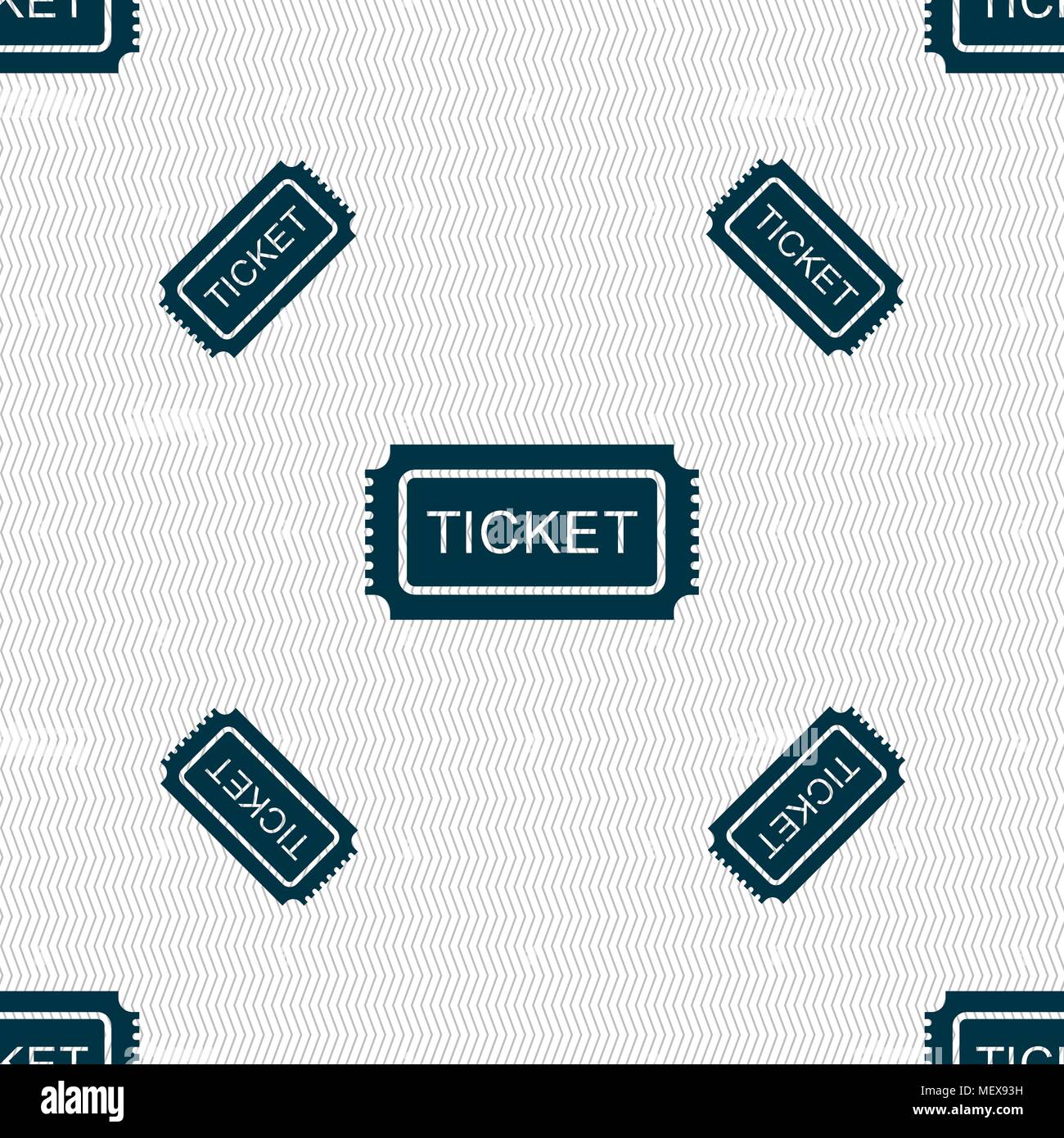 Ticket icon sign. Seamless pattern with geometric texture. Vector illustration Stock Vector