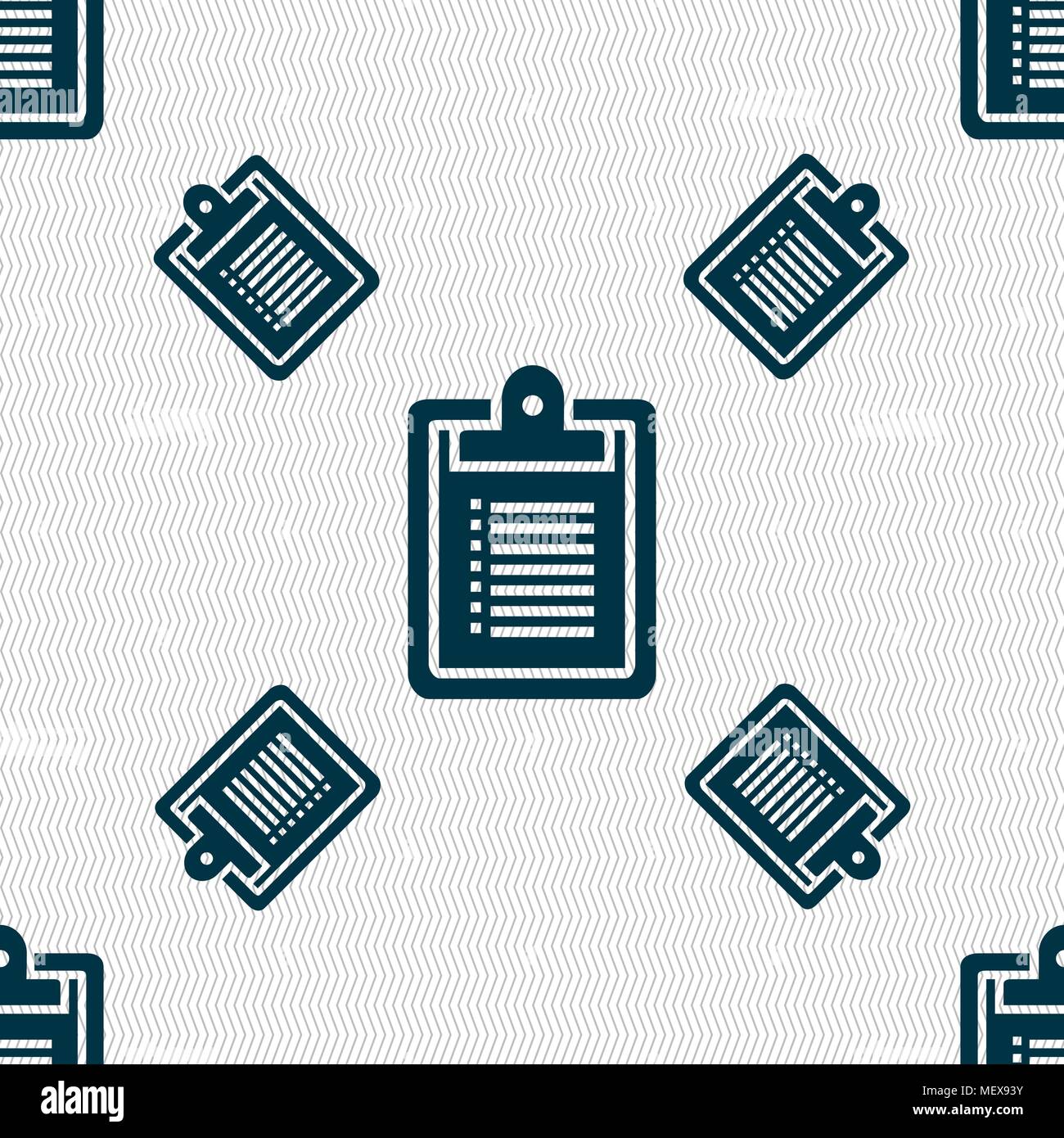 notebook icon sign. Seamless pattern with geometric texture. Vector illustration Stock Vector