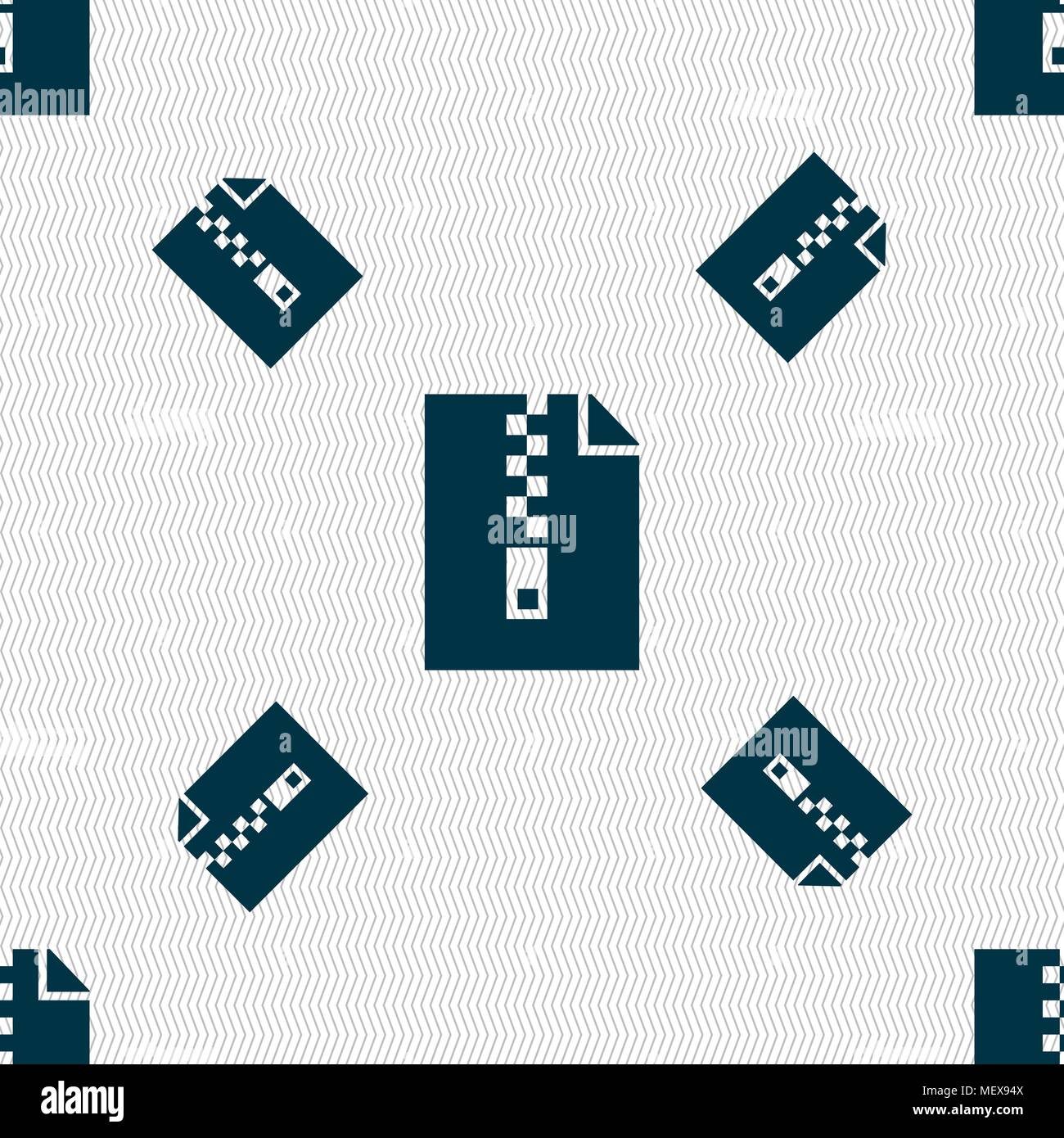 computer zip folder, archive icon sign. Seamless pattern with geometric texture. Vector illustration Stock Vector