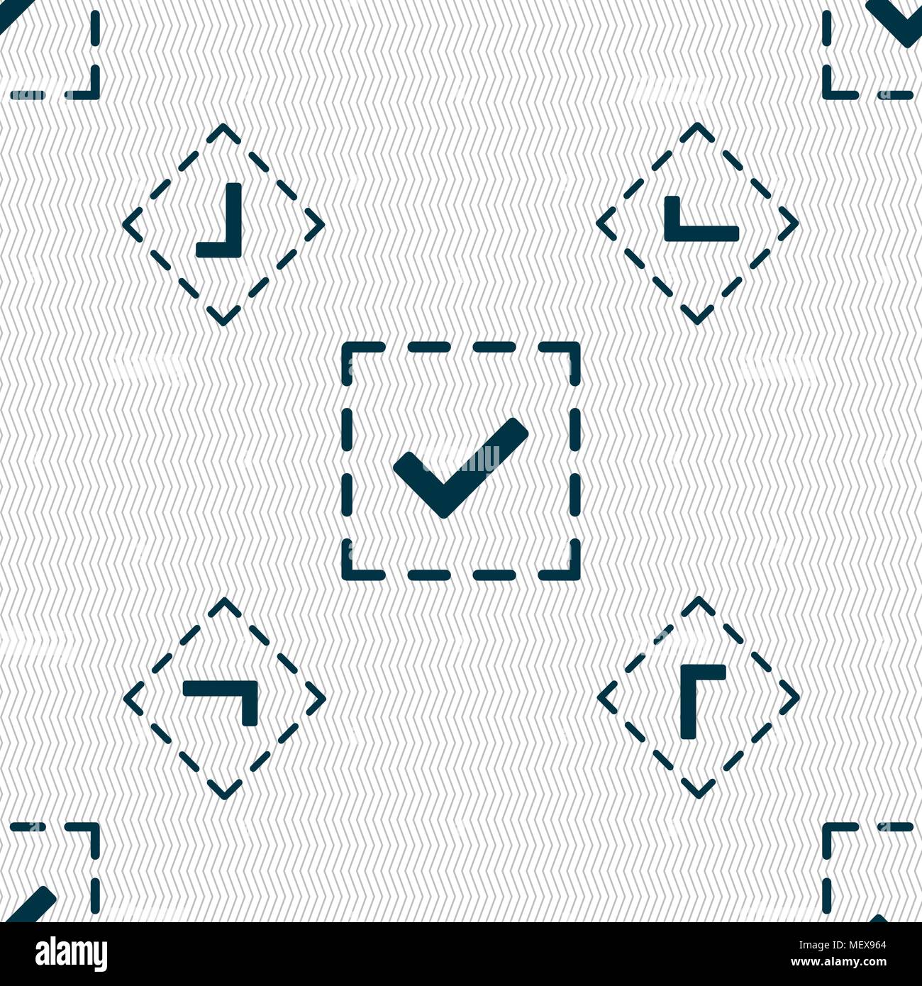 Check mark, tik icon sign. Seamless pattern with geometric texture ...