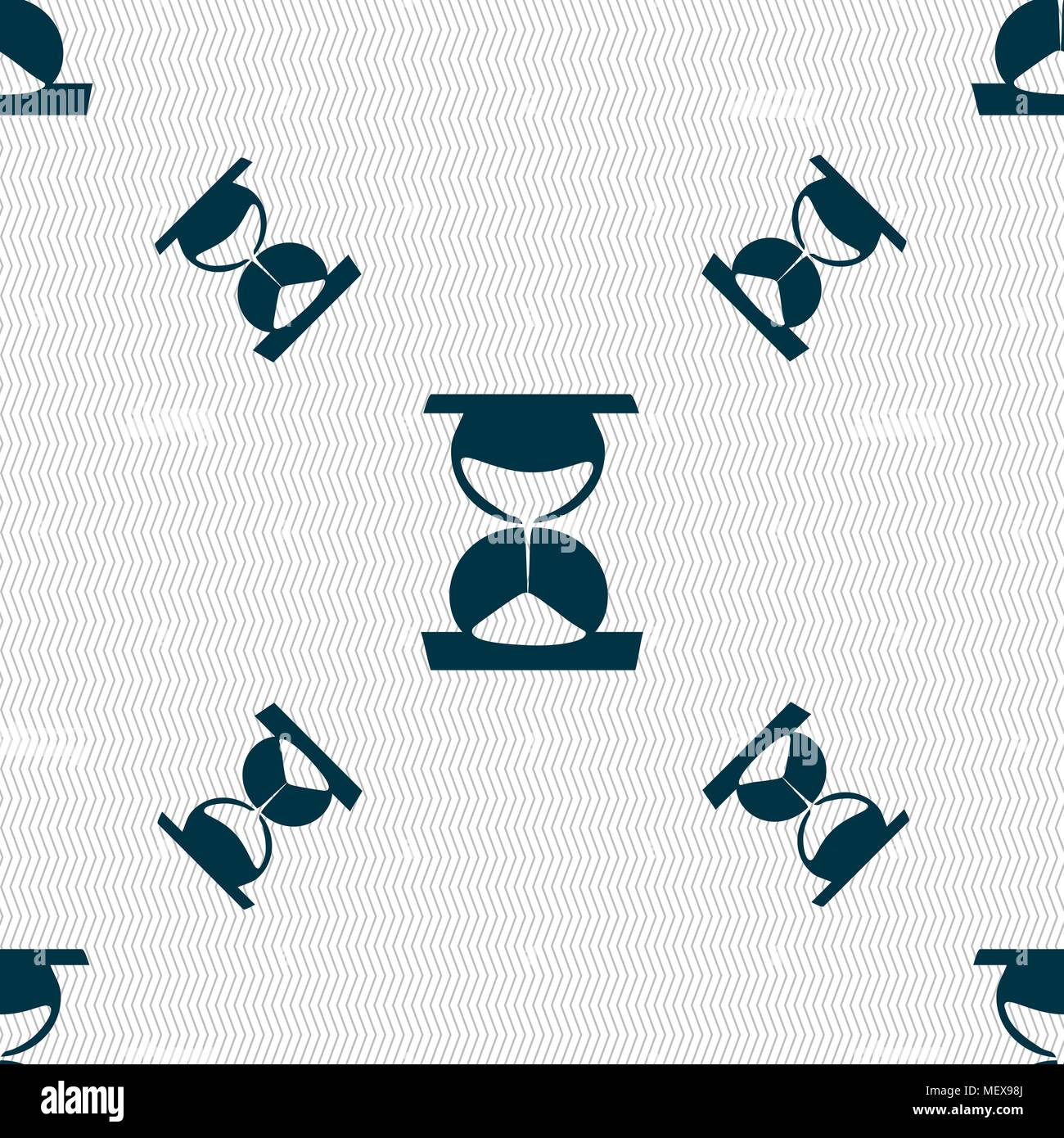 hourglass icon sign. Seamless pattern with geometric texture. Vector illustration Stock Vector