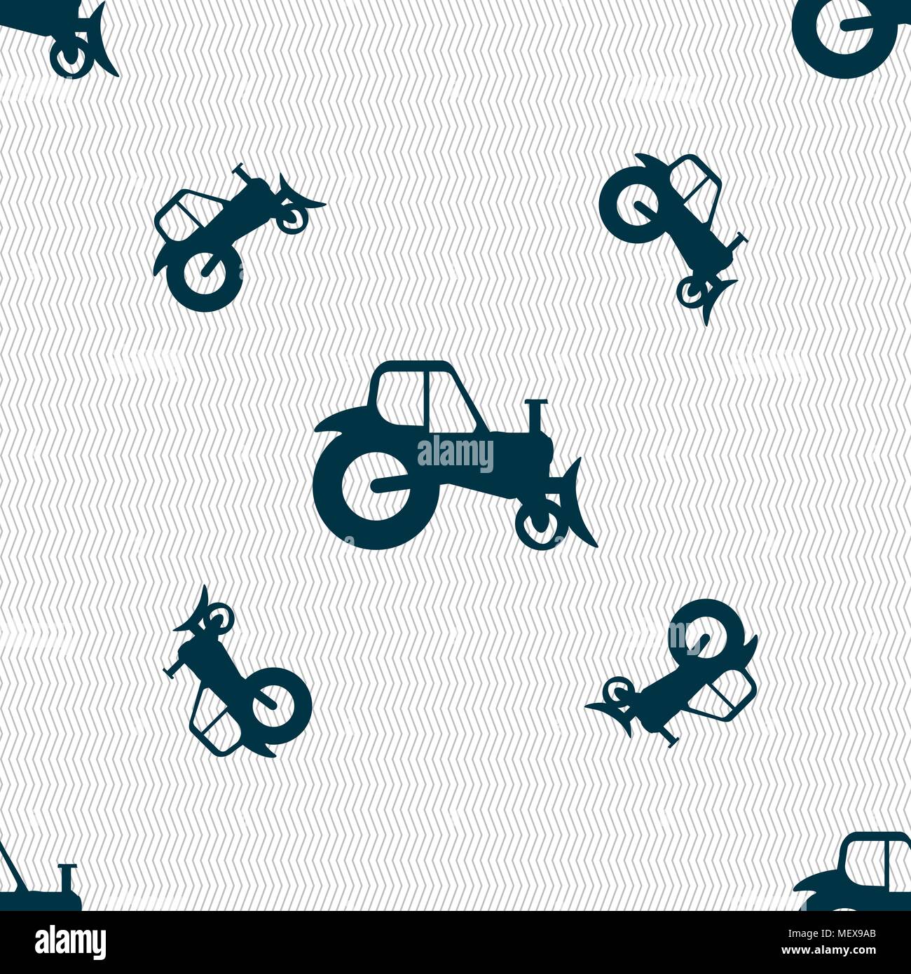 Tractor icon sign. Seamless pattern with geometric texture. Vector illustration Stock Vector
