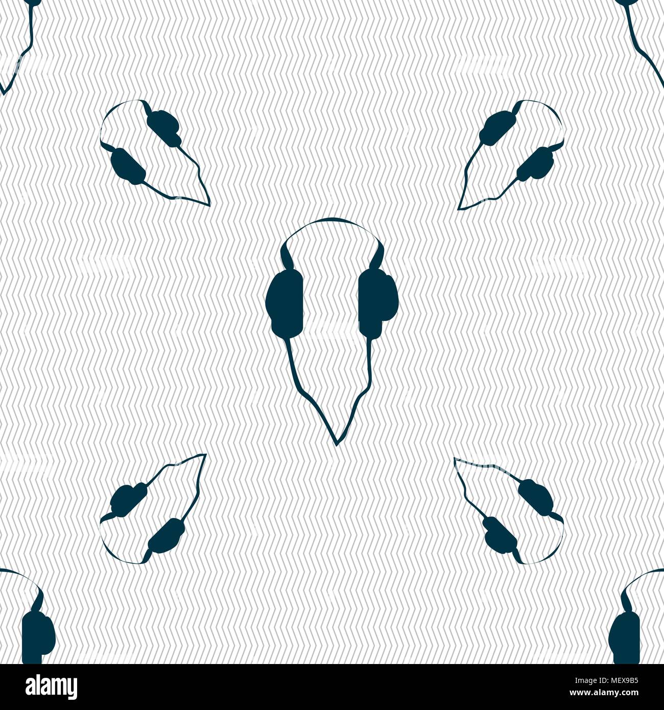 headphones icon sign. Seamless pattern with geometric texture. Vector illustration Stock Vector