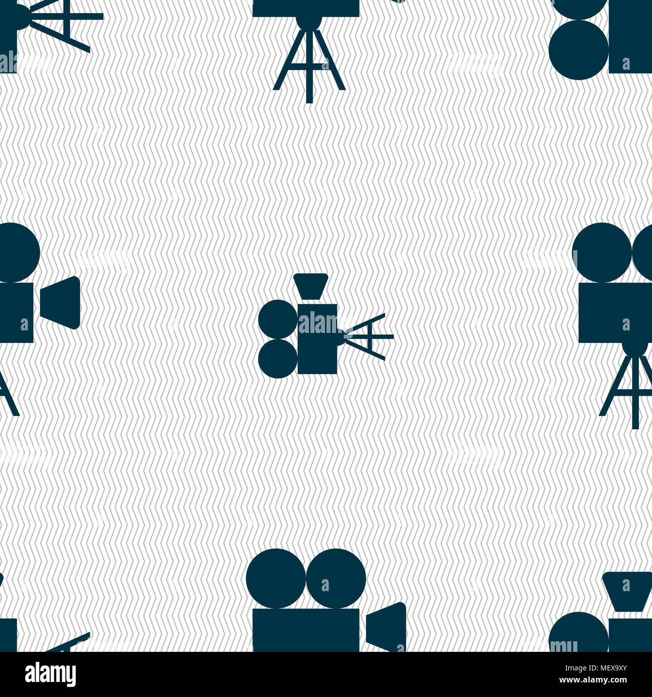 Video camera icon sign. Seamless pattern with geometric texture. Vector illustration Stock Vector