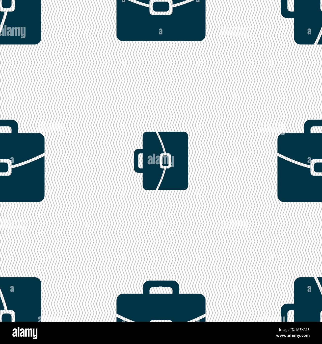 suitcase icon sign. Seamless pattern with geometric texture. Vector illustration Stock Vector