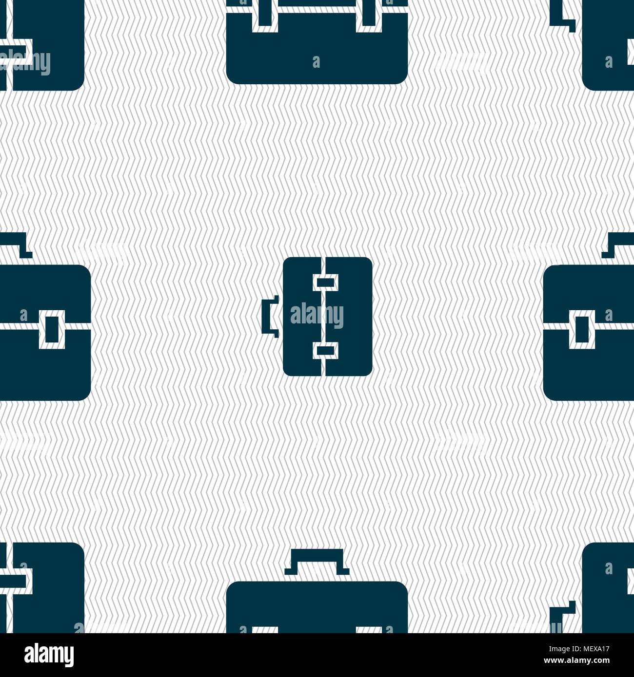 suitcase icon sign. Seamless pattern with geometric texture. Vector illustration Stock Vector