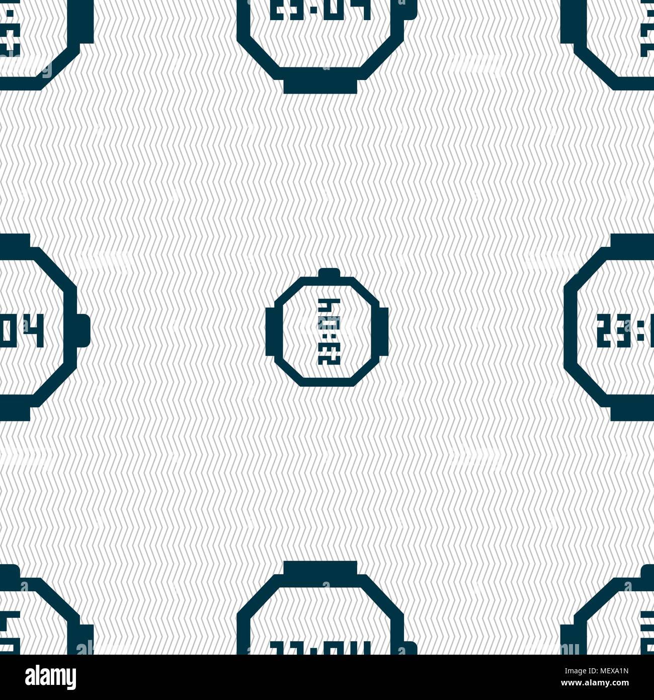 wristwatch icon sign. Seamless pattern with geometric texture. Vector illustration Stock Vector