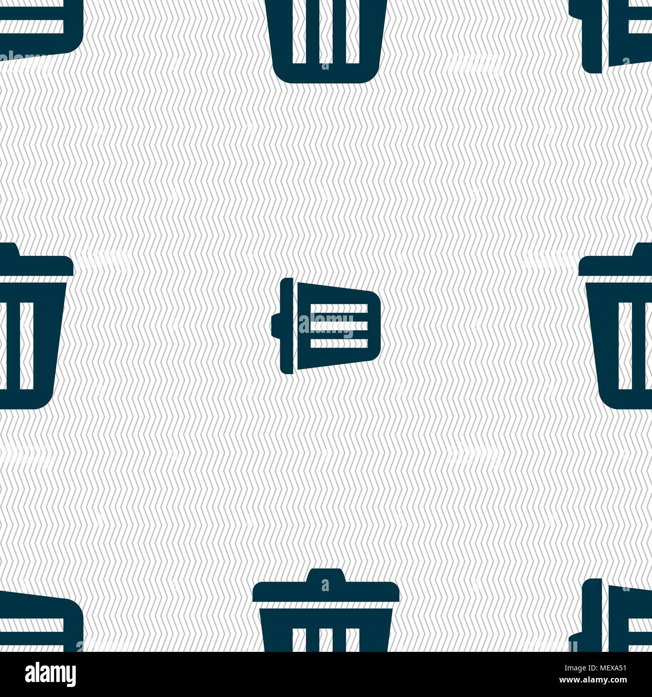 Bin  icon sign. Seamless pattern with geometric texture. Vector illustration Stock Vector