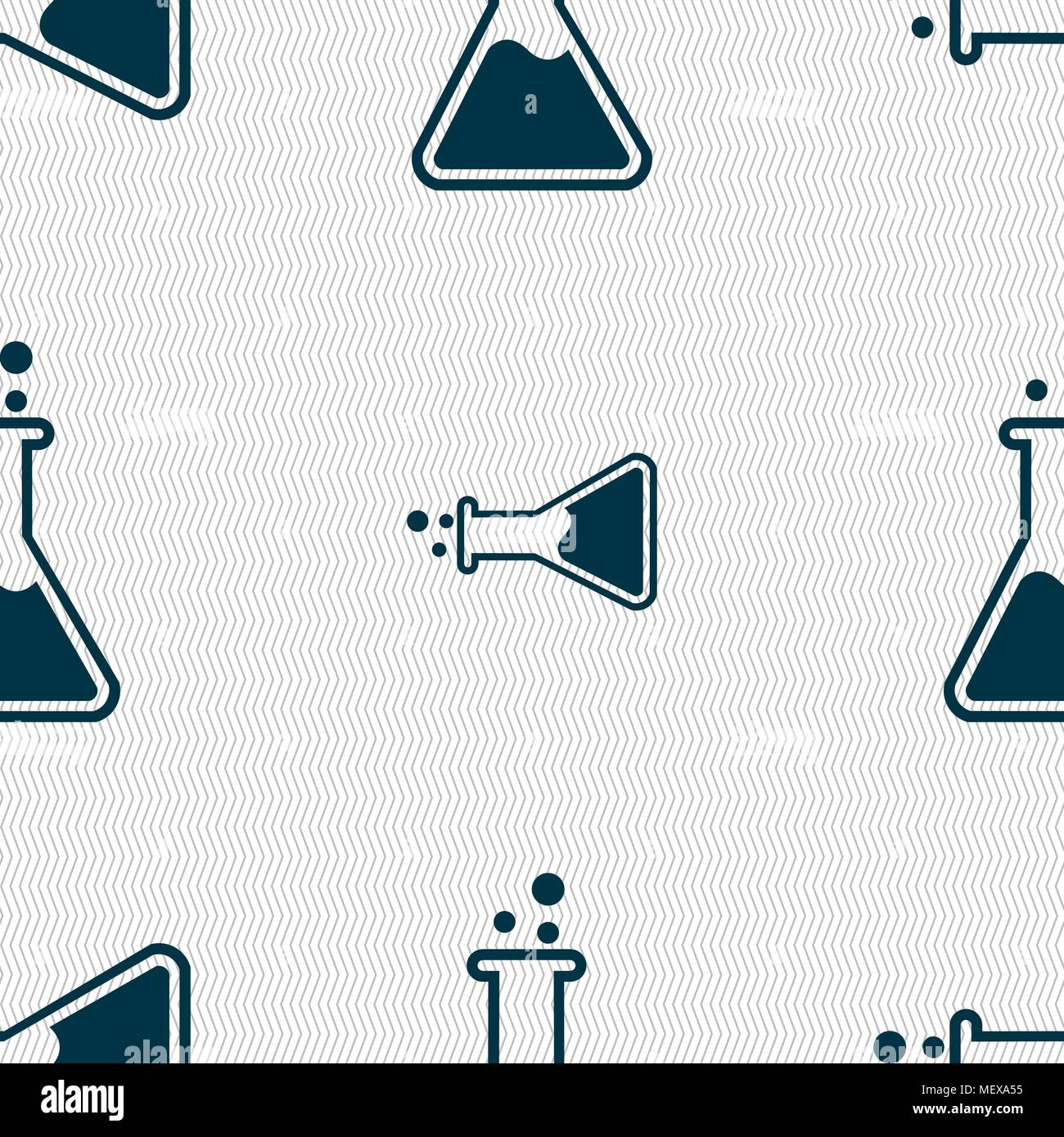 Flask  icon sign. Seamless pattern with geometric texture. Vector illustration Stock Vector
