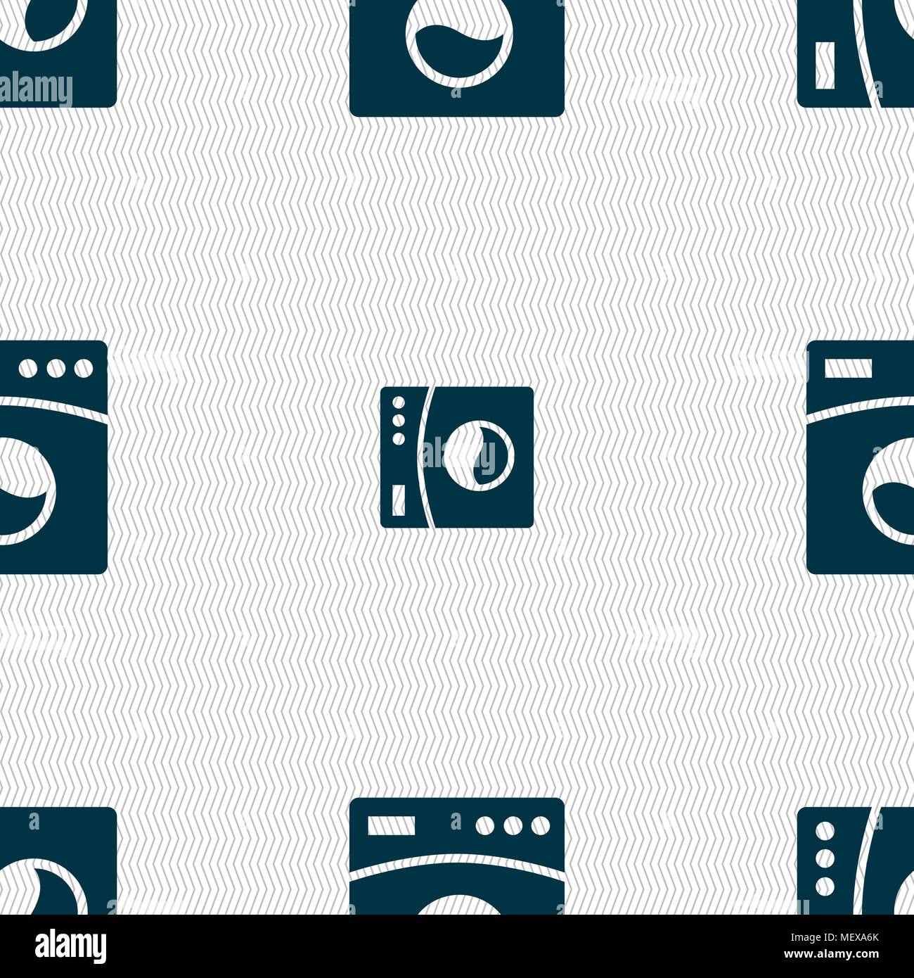 Washing machine icon sign. Seamless pattern with geometric texture. Vector illustration Stock Vector