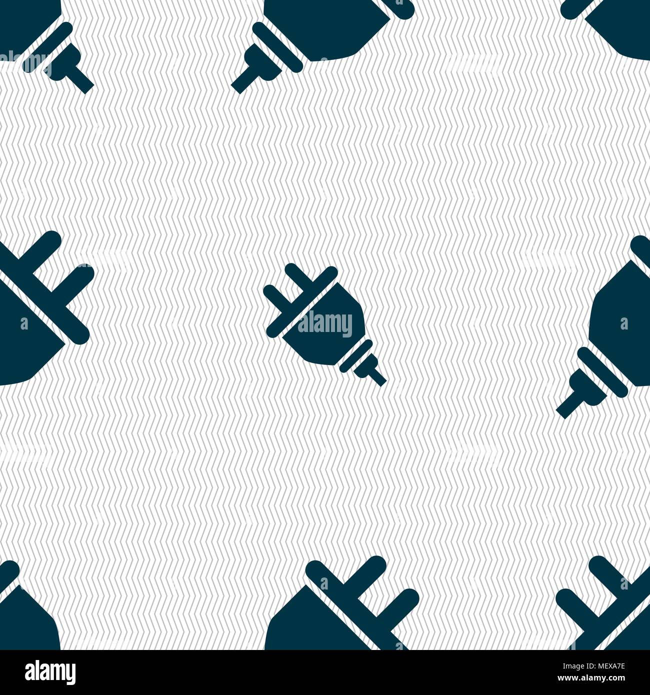 plug icon sign. Seamless pattern with geometric texture. Vector ...