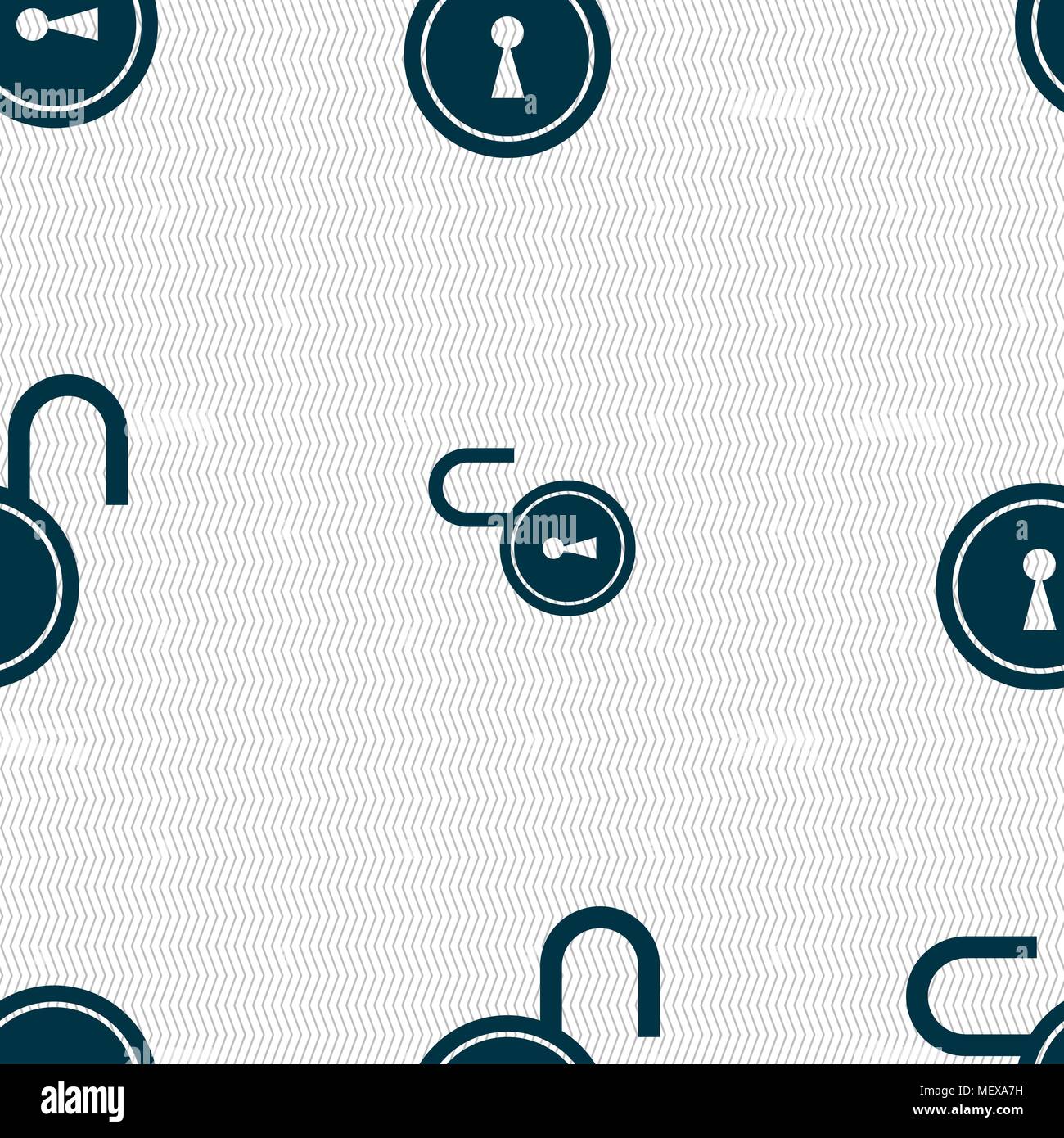 open lock icon sign. Seamless pattern with geometric texture. Vector illustration Stock Vector