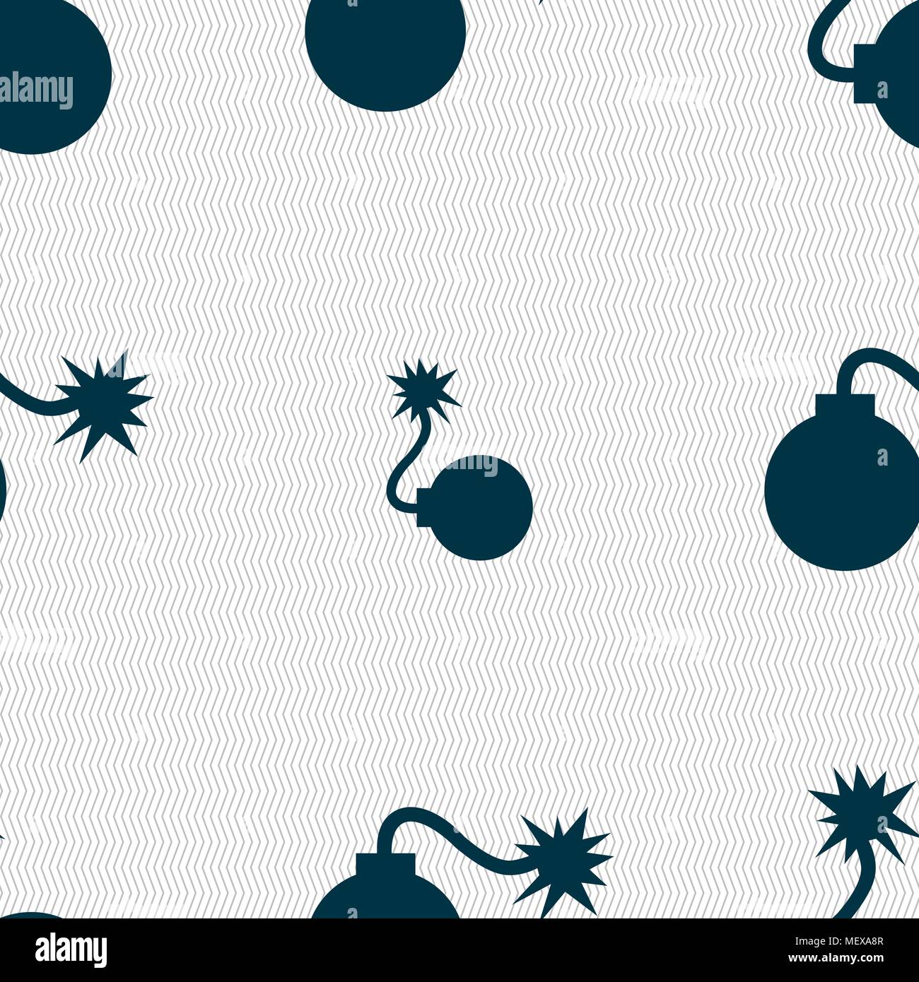 bomb icon sign. Seamless pattern with geometric texture. Vector illustration Stock Vector