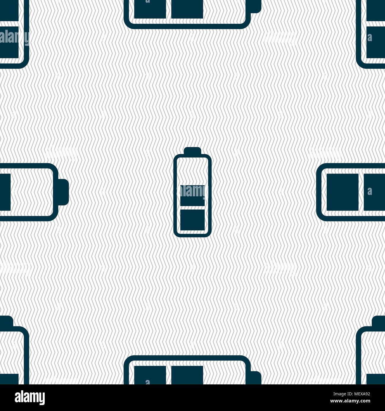 Battery half icon sign. Seamless pattern with geometric texture. Vector ...