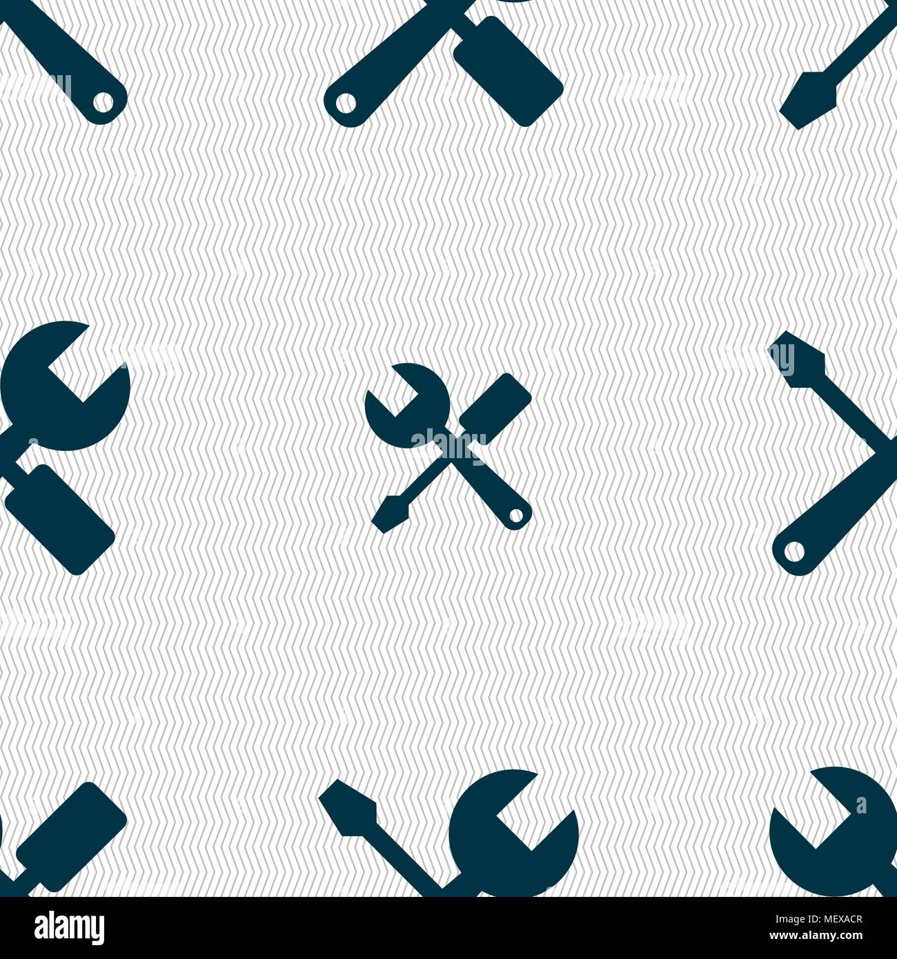 wrench and screwdriver icon sign. Seamless pattern with geometric ...