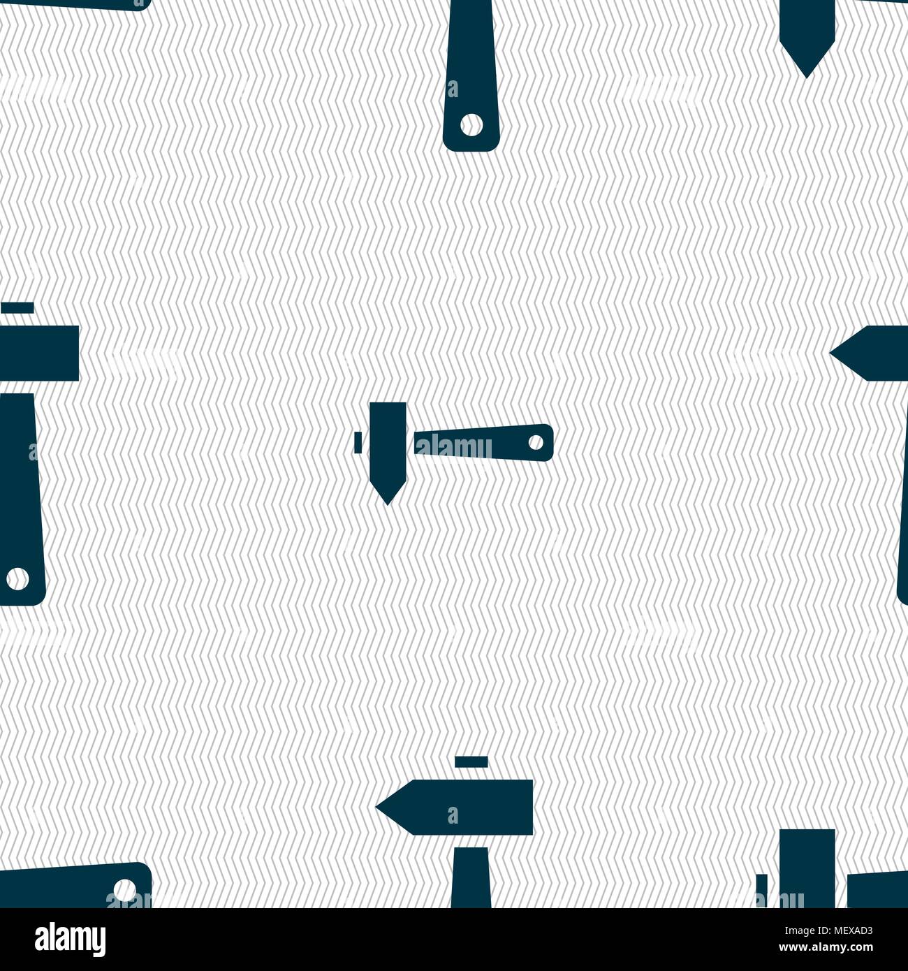 hammer icon sign. Seamless pattern with geometric texture. Vector illustration Stock Vector