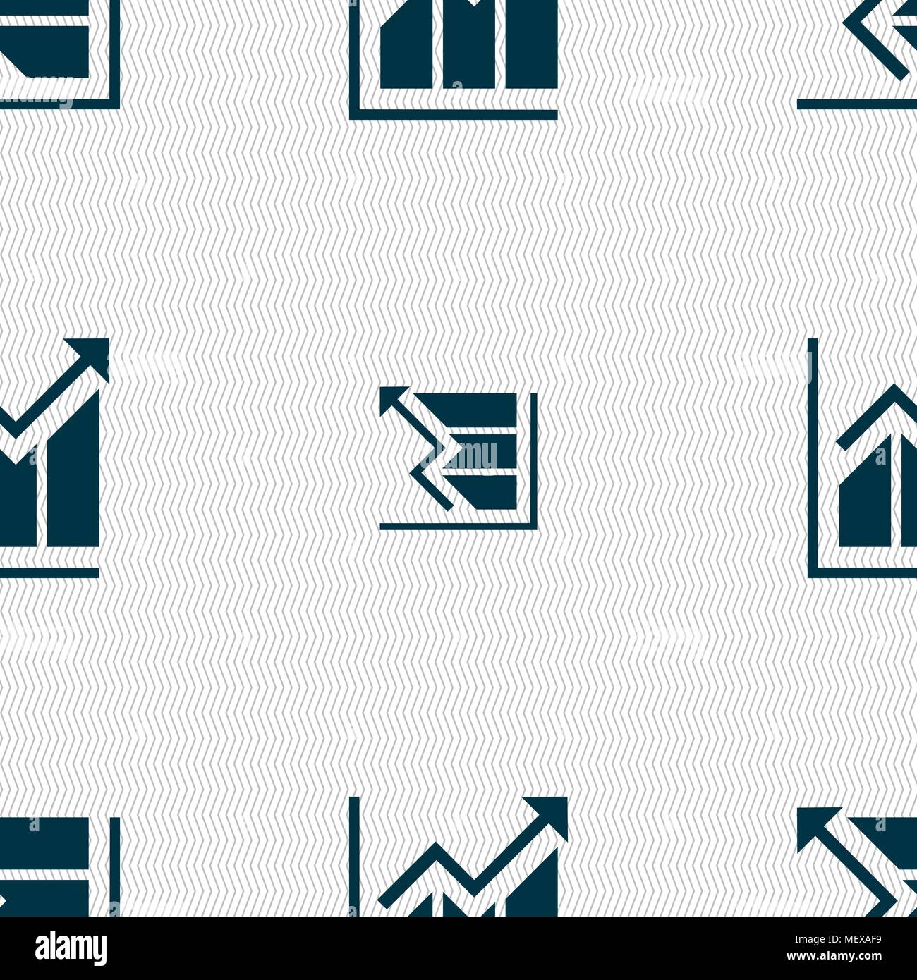Growing bar chart icon sign. Seamless pattern with geometric texture. Vector illustration Stock Vector