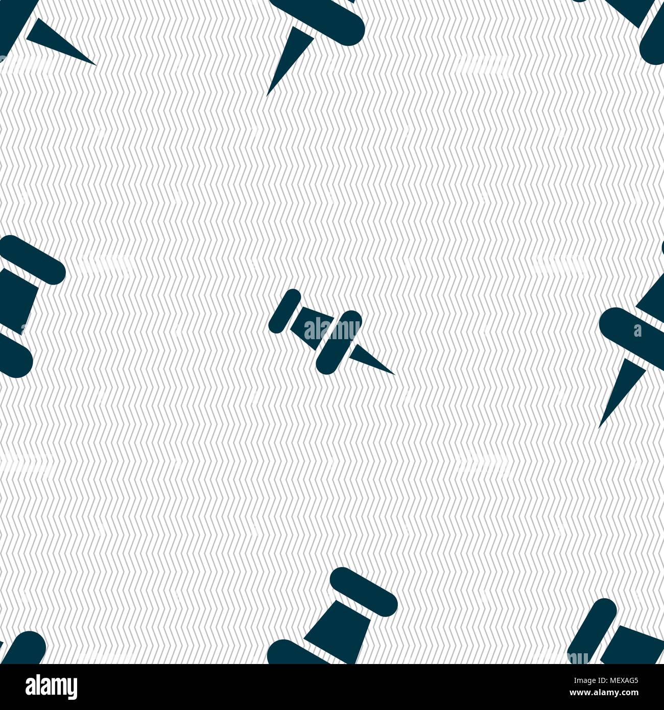 push pin icon sign. Seamless pattern with geometric texture. Vector illustration Stock Vector
