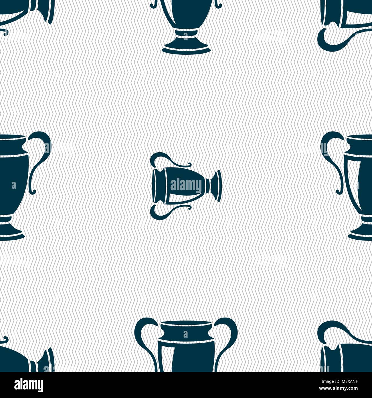 Trophy icon sign. Seamless pattern with geometric texture. Vector ...