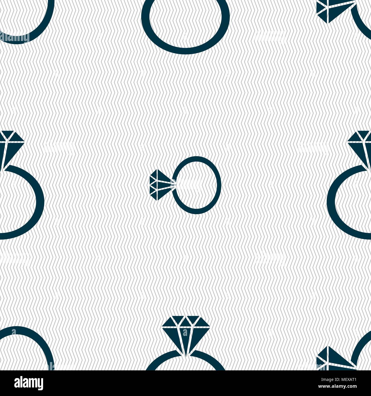 diamond ring icon sign. Seamless pattern with geometric texture. Vector illustration Stock Vector