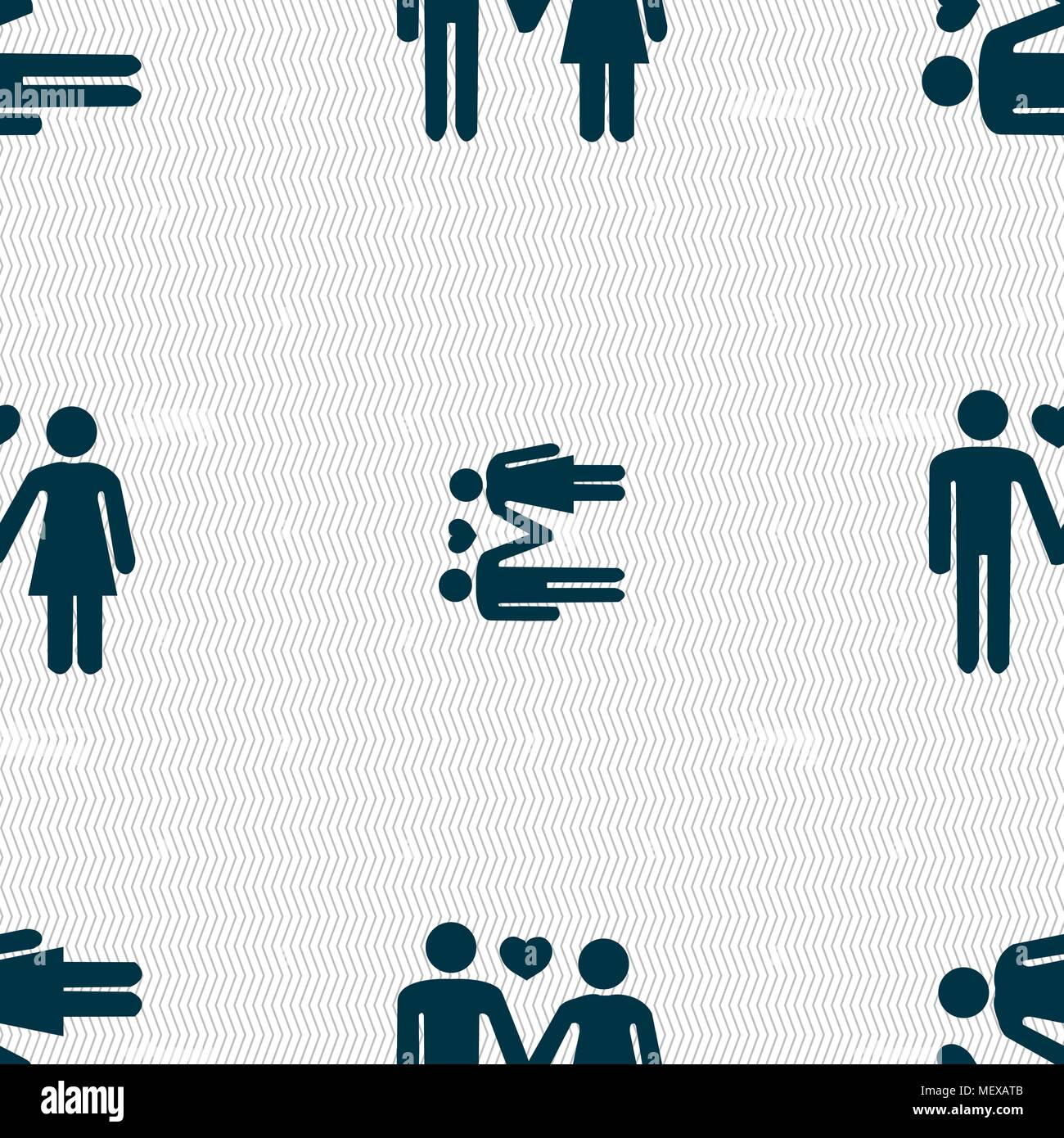 couple in love icon sign. Seamless pattern with geometric texture ...