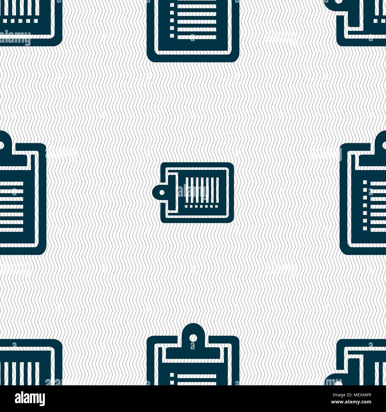 notebook icon sign. Seamless pattern with geometric texture. Vector illustration Stock Vector