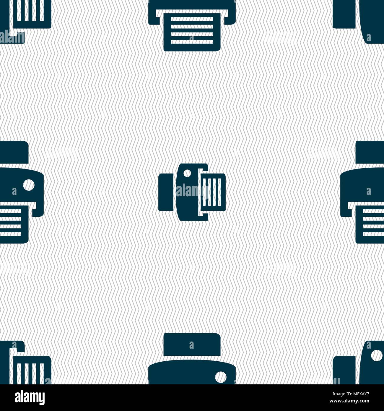 fax, printer icon sign. Seamless pattern with geometric texture. Vector illustration Stock Vector