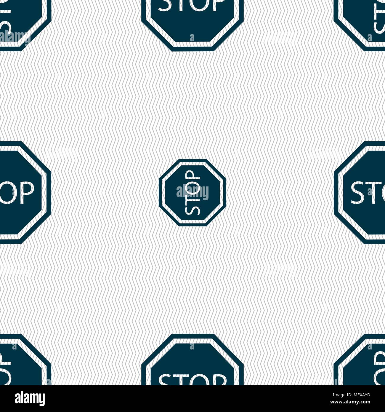 Stop icon sign. Seamless pattern with geometric texture. Vector illustration Stock Vector