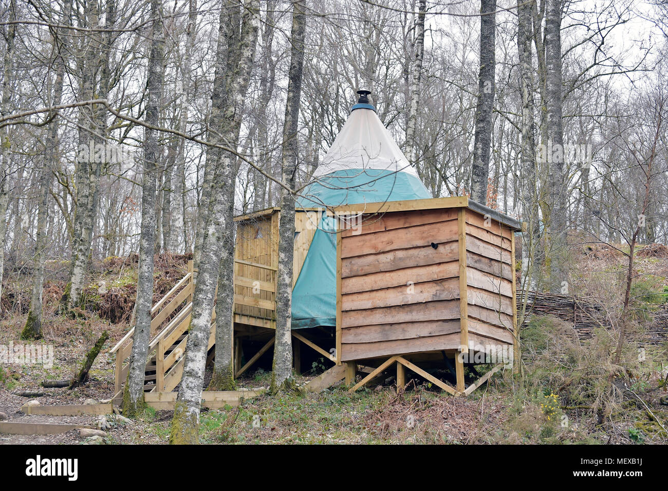 Glamping teepee tent in Scotland Stock Photo