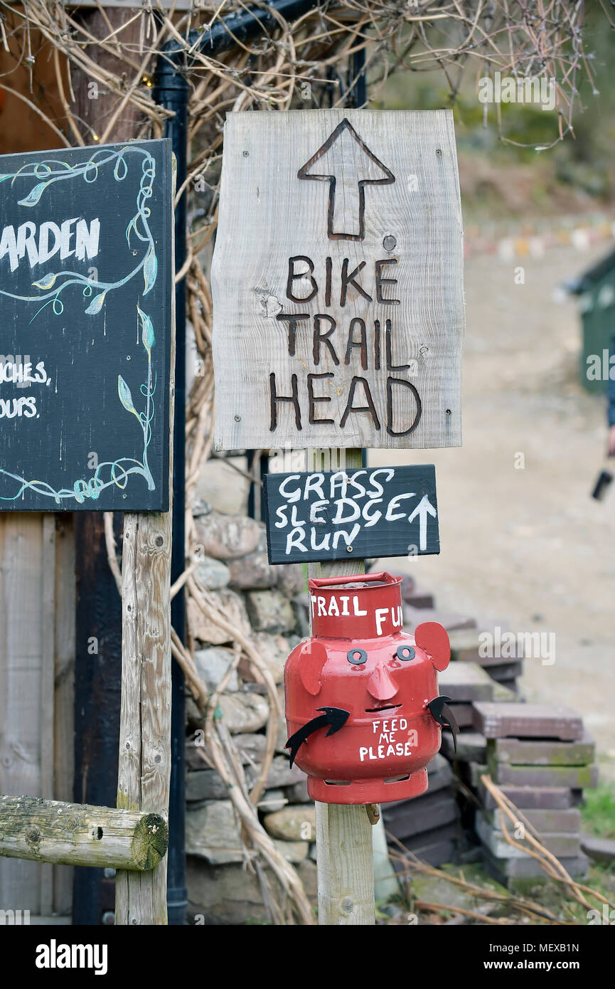 cycling trail sign in Scotland Stock Photo