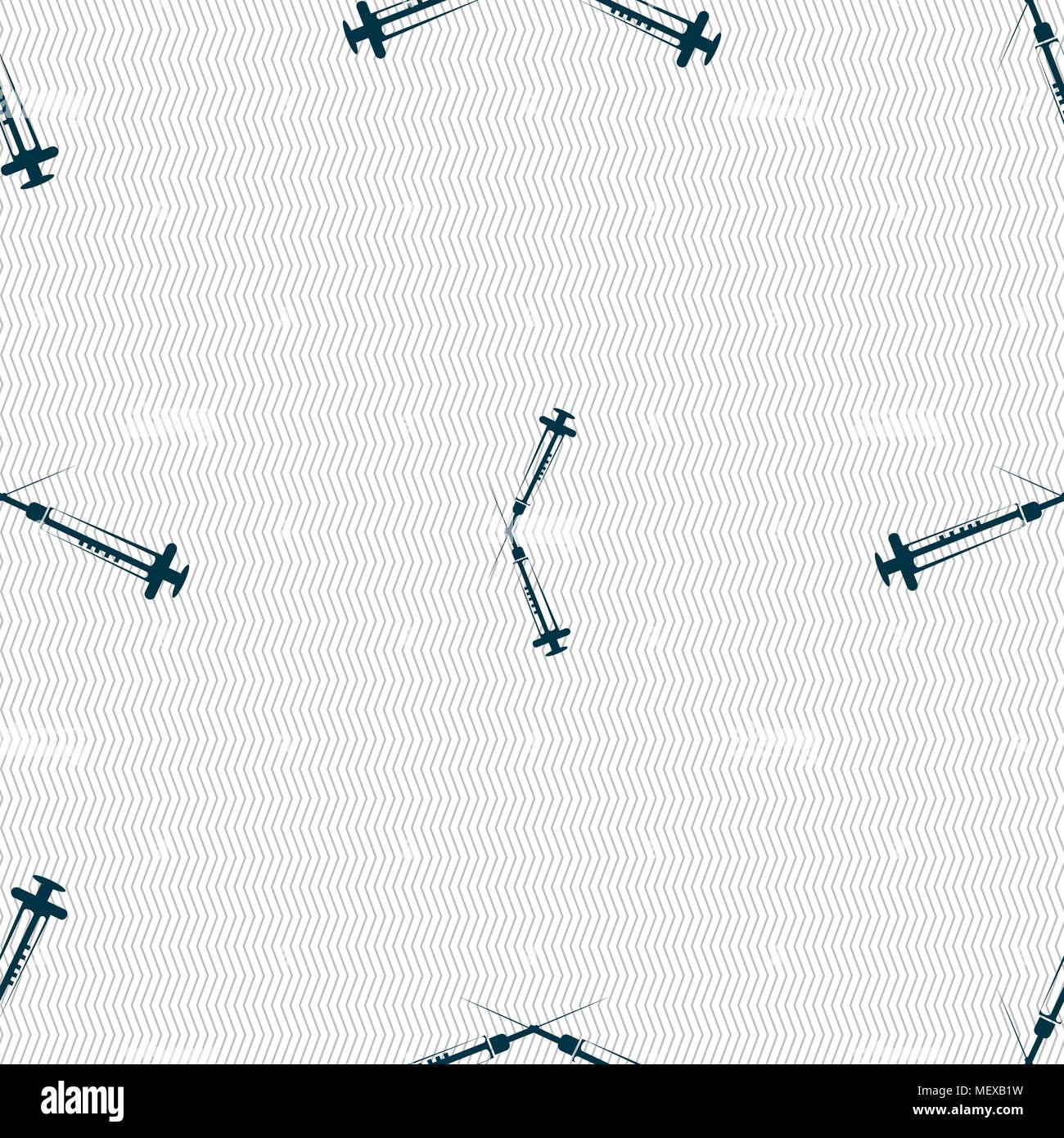 Syringes icon sign. Seamless pattern with geometric texture. Vector ...