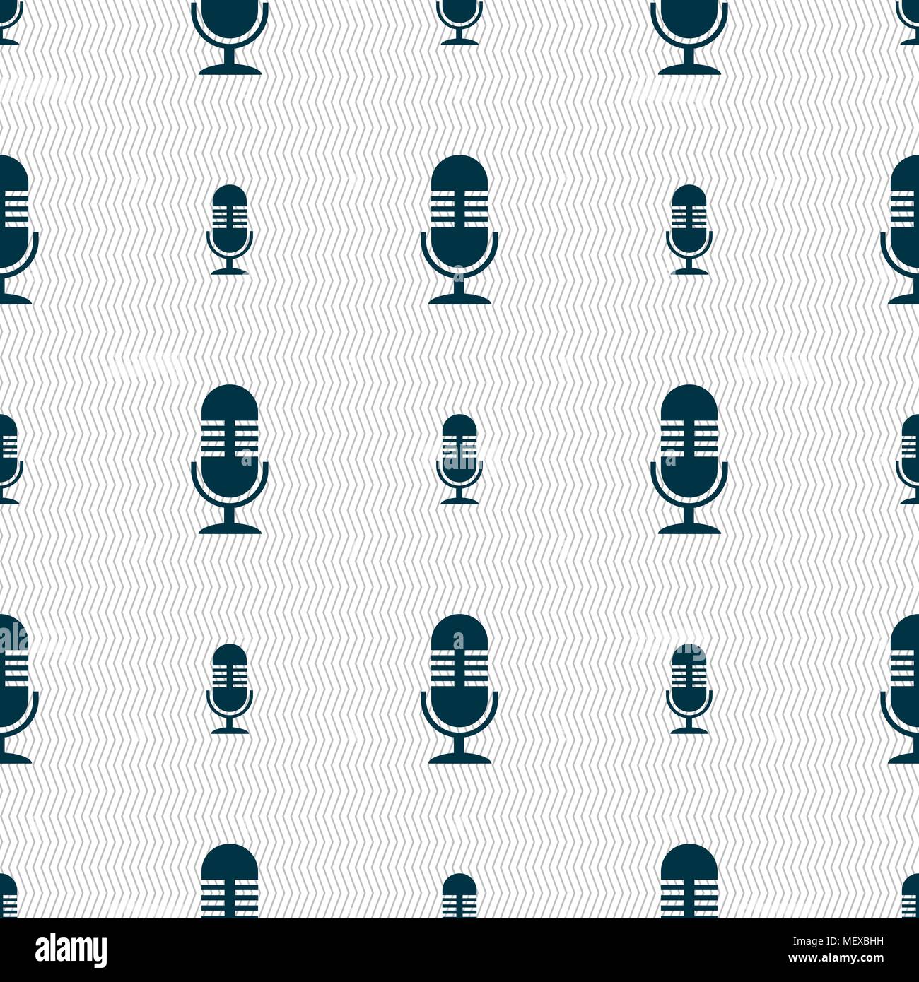 microphone icon sign. Seamless pattern with geometric texture. Vector illustration Stock Vector