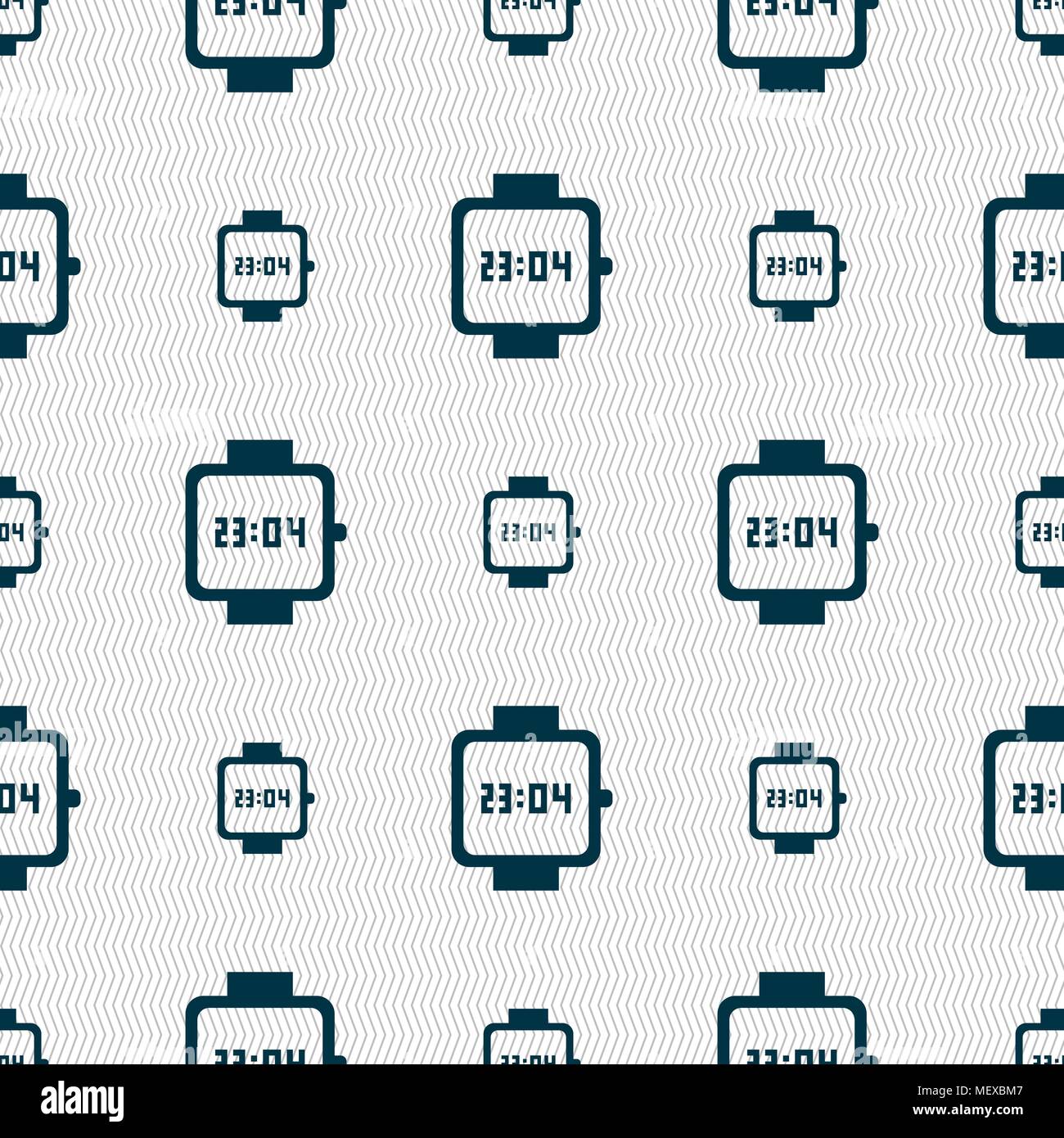 wristwatch icon sign. Seamless pattern with geometric texture. Vector illustration Stock Vector