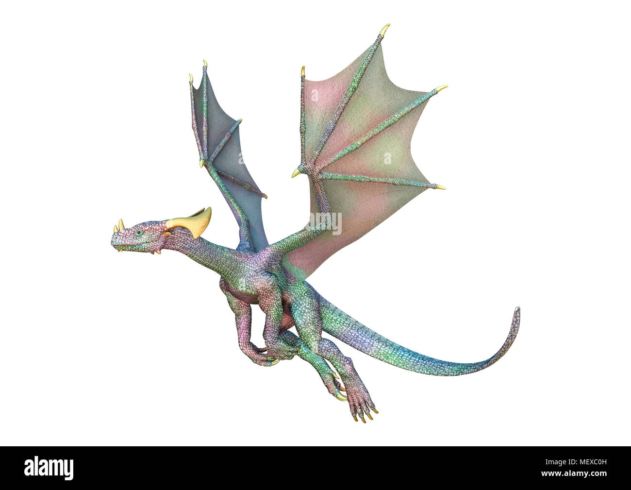 3D rendering of a fantasy dragon isolated on white background Stock ...
